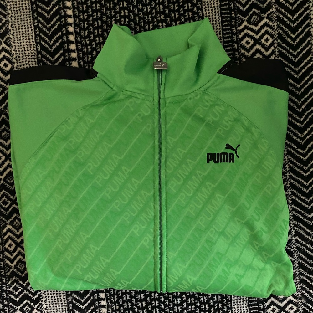 Neon green Puma zip-up jacket